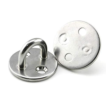 heyous 2 Set M8 Suspension Ceiling Wall Mount U Hook Anchor Hanger Stainless Steel Heavy Duty Multi Purpose Hammock Swing Ceiling Hook Round Base Plate with Snap Hook - color: Round, size: M8