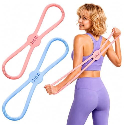 Silicone Figure 8 Resistance Bands for Women, 15 & 25 LB Set