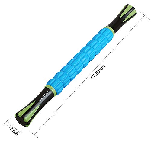 YANSYI Professional 9-Roller Deep Tissue Massage Stick - Portable Muscle Recovery Roller for Athletes, Relieves Post-Workout Soreness & Leg/Back Pain - Portable Physio Tool (Blue 2) - color: Blue 2