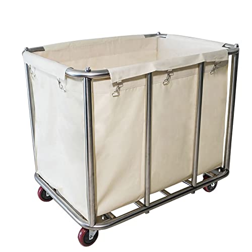 11.35 Bushel Large Commercial Rolling Laundry Cart with 4 Inch Wheels - color: Beige - 11.35 Bushels - 8 Tubes