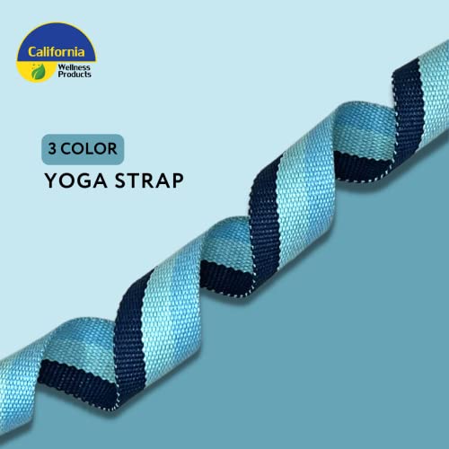 California Yoga Strap | Yoga Belt with Safe Adjustable D-Ring Buckle for Pilates | Stretching Strap | Exercise Bands | Physical Therapy | Improves Sitting Posture - color: Blue-10ft