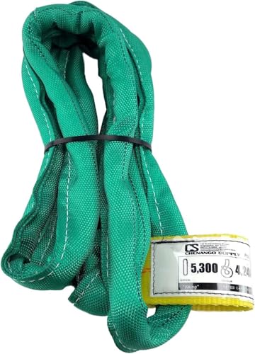 Chenango Supply VR2 4ft Green Endless Round Polyester Rigging Sling | USA Made, Double-Ply Cover, for Lifting & Material Handling, Capacity: 5,300 lb Vertical, 4,240 lb Choker, 10,600 lb Basket - size: 4 ft