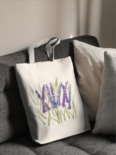 Aesthetic Canvas Tote Bag for Women with Inner Pocket - color: Lavender