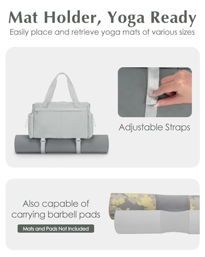 Small Gym Bag, Mini Gym Bag with Yoga Mat Holder & Wet Compartment, Gray - color: Gray