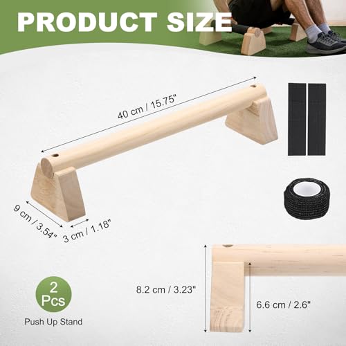 PATIKIL Push Up Bars, Wooden Parallettes Bars, Wooden Push Up Handle with Non-Slip Base and Grip for Strength Training Planks - size: 40cm