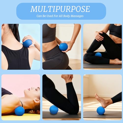 ZUFECY Massage Ball for Foot & Back, 2.5 Inch Rubber Trigger Point Therapy Ball - Myofascial Release Tool for Yoga, Plantar Fasciitis Relief, Muscle Relaxation Hand Massager
