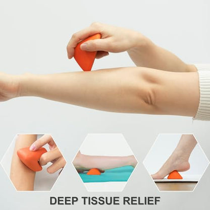 LEZER, Trigger Massage Point, Manual Massage Ball, Muscle Knots Relief Tool, Myofascial Release, Physical Therapy, Plantar Fasciitis, Set of 2 (Orange Trigger and Black Ball) - style: 07 - Trigger Orange + Hard Ball