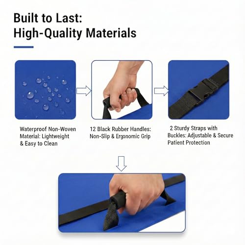 Portable Vet Dog Stretcher Gurney with 12 Rubber Handles, 400 lbs - color: Blue, size: One-Pack