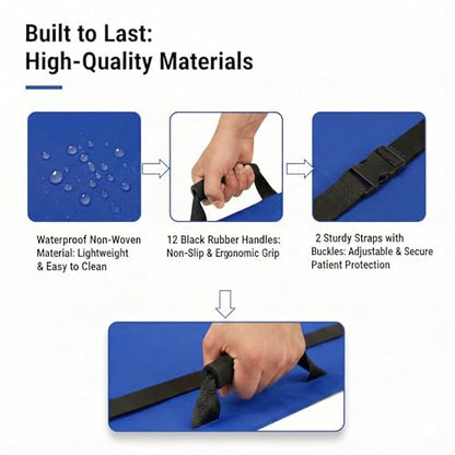 Portable Vet Dog Stretcher Gurney with 12 Rubber Handles, 400 lbs - color: Blue, size: One-Pack