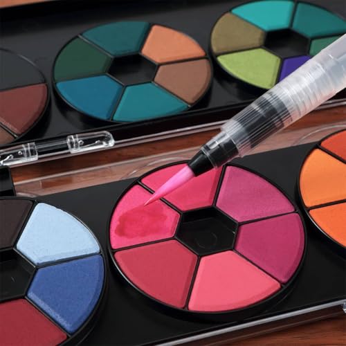 Creative Inspirations Professional Watercolor Paint Set - 48 Dye-Based Watercolor Paints for Adults - Compact, Vibrant, Travel-Friendly Set with Water Brush Pen and Mixing Lid - size: 48 Count (Pack of 1)