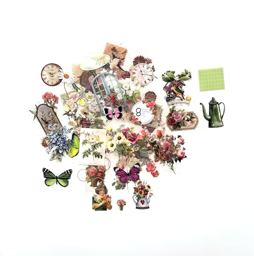 TIYPKE 508pcs DIY Aesthetic Scrapbooking Supplies Kit - Vintage Junk Journal Kit Mystical Jungle Journal Stickers for Journaling Plant Butterfly Flower Mushroom Insect Stickers Stuff for Adult