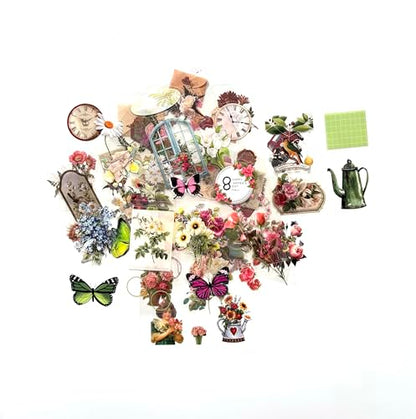 TIYPKE 508pcs DIY Aesthetic Scrapbooking Supplies Kit - Vintage Junk Journal Kit Mystical Jungle Journal Stickers for Journaling Plant Butterfly Flower Mushroom Insect Stickers Stuff for Adult