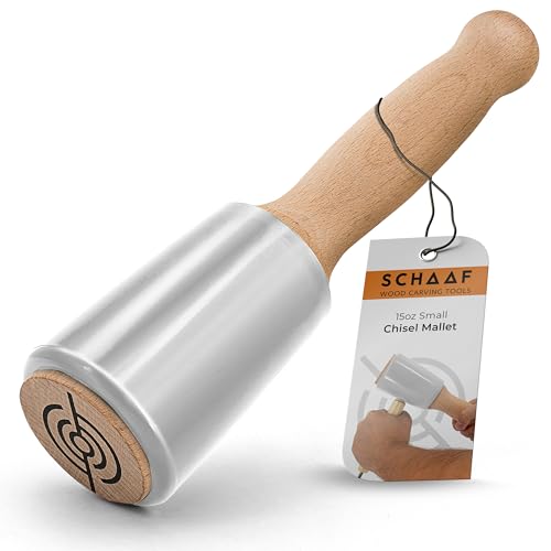 Schaaf Wood Carving Tools 15 oz Woodworking Mallet for Chisels & Gouges | Wooden mallet for precision and force, urethane striking head absorbs impact to protect chisel handles, reduce noise - color: White