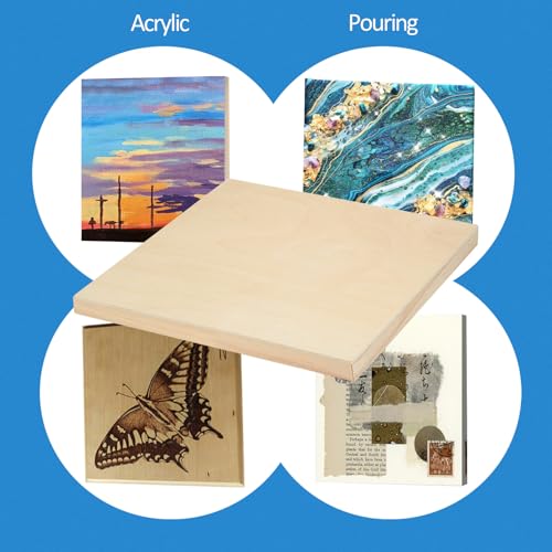 2 Pack 6x6 Gallery Unfinished Wooden Canvas Panels | Birch Wood Panels Kit, 1 1/2" Deep Art Cradle Boards for Painting, Pouring, Burning,Epoxy Resin, Laser Engraving Cutting - size: 6*6 2 Pack