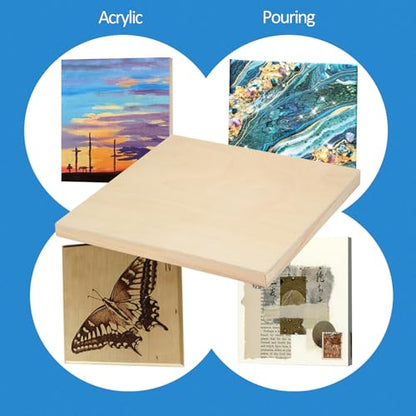 2 Pack 6x6 Gallery Unfinished Wooden Canvas Panels | Birch Wood Panels Kit, 1 1/2" Deep Art Cradle Boards for Painting, Pouring, Burning,Epoxy Resin, Laser Engraving Cutting - size: 6*6 2 Pack