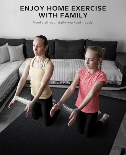 HAPBEAR Large Exercise Mat-6'x4'/7'x5'/6'x8'/6'x9'/6'x10'/6'x12'x 1/3"(8mm) - color: Black-High Density 6'×4'×⅓"