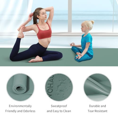 Extra Wide & Thick 8mm Yoga Mat, 72"x31.5" | Large Non Slip Exercise Mat, Premium POE Material, Superior Cushioning & Stability, With Strap for Home Gym, Pilates - color: Dark Green