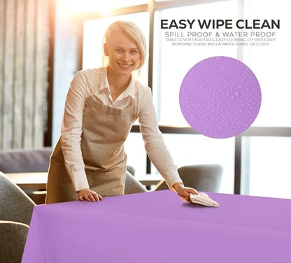Utopia Kitchen Plastic Table Cloth Disposable [Lavender, 6 Pack] | Rectangle Tablecloth Waterproof Stain Resistant Party Table Cover - color: Lavender, size: 54X108 Inch - 6PC