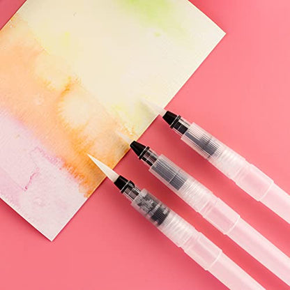 11Pcs Mini Air Blower pens Set Including 9 Pcs Water pens 2Pcs Ink Air Blower for DIY Paint Tools Water Color Brush Pen Card Making Embossing Painting Rendering - color: 11pcs
