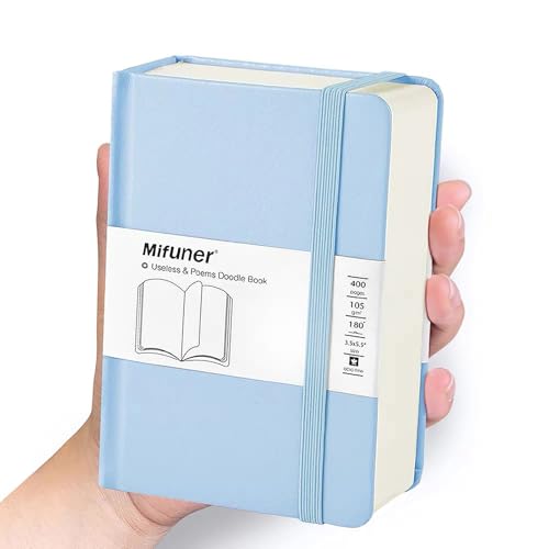 Mix Media Pad,3.5"x5.5" Small Hardcover Leather Art Sketchbook,105 GSM 200 Sheets/400 Pages Acid Free Artistic Painting Drawing Sketching Writing Paper, Handy Pocket Journal Notebook.Blue - color: 105gsm-blue