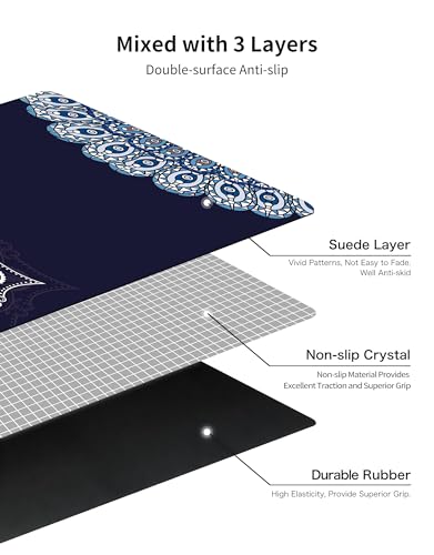 nuveti Printed Travel Yoga Mat 1/16 Inch Thick Non Slip Fitness Workout Mat | with Carrying Bag, Foldable Lightweight Suede & Natural Rubber Yoga Mat for Yoga Pilates and Fitness 72" L x 24" W x 1.5mm - color: DarkBlue