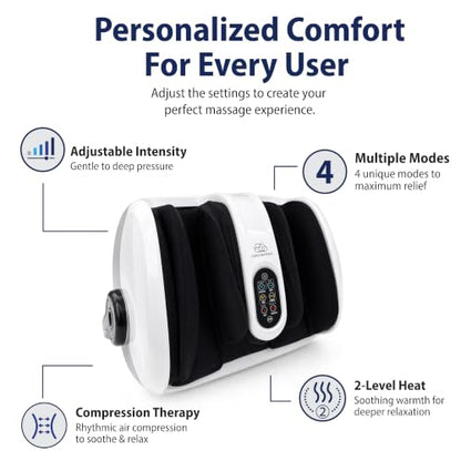 Cloud Massage Shiatsu Foot Massager with Heat, Standard Size, White - color: White