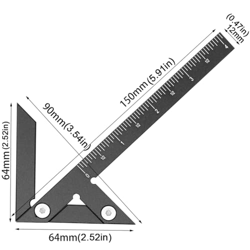 Aluminum Imperial Circle Center Positioning, 45/90 Degree Positioning Ruler, Right Angle Positioning, Centerline Positioning, Multi-Function Arrow Ruler, High-Precision Measuring Ruler,044BK - color: Black(Imperial)