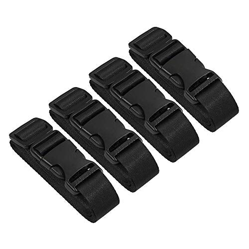 Vigorport Utility Straps Quick Release Nylon Backpack Accessory Bag Strap | Adjustable Nylon Travel Belt, Multi Purpose Compression Straps, Sleeping Bag Strap for Hiking, Travel, Outdoor Sports-4 Pack - color: Black, size: 1.25"W-72"L