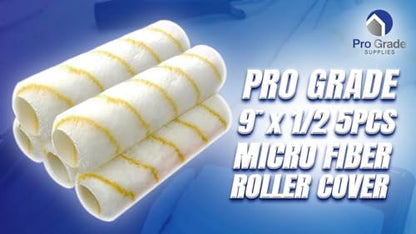 Pro Grade Paint Roller Covers, 9 Inch, 1/2 Inch Microfiber Nap, 5 Pack | For rough, smooth & semi-smooth surfaces | Walls & ceilings | Interior & exterior | Shed-resistant, lint-free