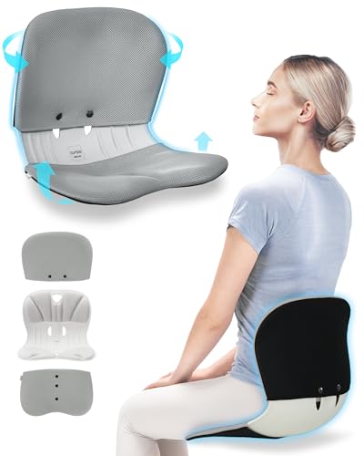 curble Wider – Ergonomic Desk Chair Seat Cushion, Everyday Passive Posture Trainer for Work from Home, Office & Car, Breathable Lumbar Support (Grey) - color: Set Grey