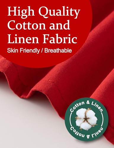 Cozy Adjustable Cross Back Aprons for Women with Pockets Cotton Linen Cooking Kitchen Baking - color: Red