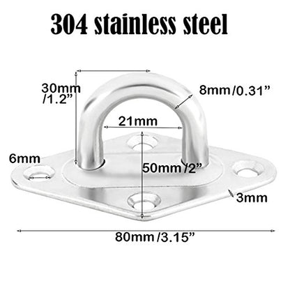 TooTaci Hammock Hooks Heavy Duty, M8 304 Stainless Steel Pad Eye - size: M8 + Screw Bolts (18pcs Kit)
