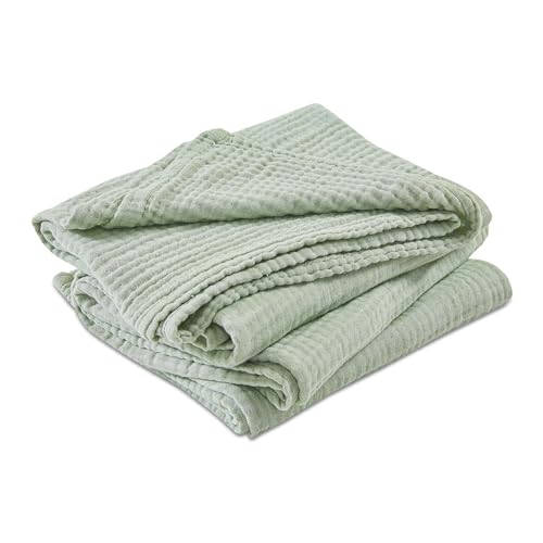 EMME Cotton Muslin Large Throw Blanket Couch Breathable Gauze Soft Lightweight Bed Blankets Adults (Heather Sage Green, 50"x70") - color: 09 - Sage Green, size: Large Throw (50" X 70")