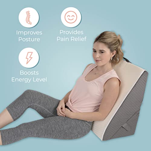 Kolbs Memory Foam Adjustable Bed Wedge Pillow - Wedge Pillow Set for After Surgery - 9 x 12 inch Height Chic Jacquard Cover Multi Use for Sleeping and Acid Reflux (Adjustable Height Wedge) - size: Adjustable Height Wedge - Grey