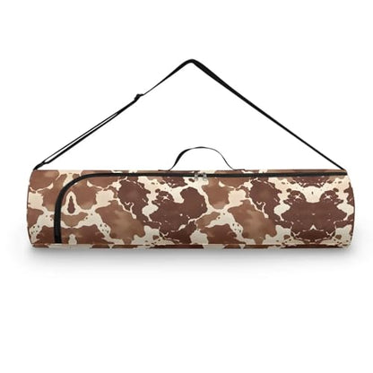 Yoga Mat Bag for Women & Men Full-Zip Yoga Mat Carrier Bag for Class Workout Park with Adjustable Strap - color: Cowhide Spot1