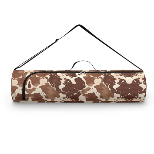 Yoga Mat Bag for Women & Men Full-Zip Yoga Mat Carrier Bag for Class Workout Park with Adjustable Strap - color: Cowhide Spot1