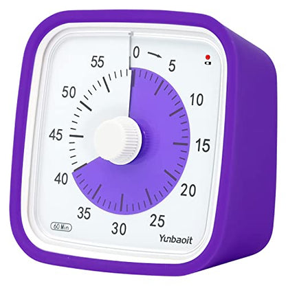 Yunbaoit Visual Timer for Kids, Silent 60-min Countdown Timer, Purple - color: Purple