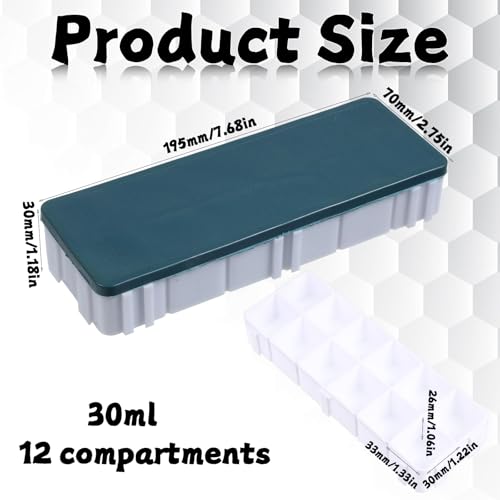 12 Compartments Paint Palette with Lid Plastic Paint Tray Paints Box Airtight Watercolor Palette with Rubber Cover for Watercolors, Gouache, Acrylic and Oil Paints