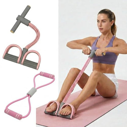 6-Tube Pedal Resistance Band with Handles, Multifunction Foot Pedal Resistance Band, Natural Rubber Fitness Band for Workout and Stretching, Abdomen, Waist, Arm, Leg(White) - size: 6 tubes of pink