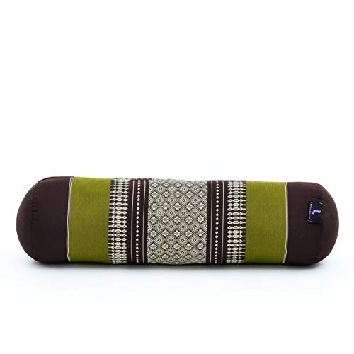 Leewadee Small Yoga Bolster – Shape-Retaining Cervical Neck Roll, Tube Pillow for Comfortable Reading, Kapok Filling, 22 x 6 x 6 inches - color: Sf20 - Brown, Green