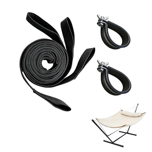 Hammock Balance Ropes Kit Designed for Double Spreader Bar Hammock with 12Ft Metal Stand, Anti-Tip Safety Straps to Prevent Hammocks from Flipping Over Black (1 Set)