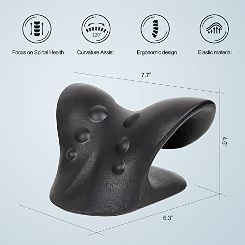 ComfortLife Neck Stretcher for Pain Relief, Neck and Shoulder Relaxer Cervical Traction Device Pillow for Muscle Relax and TMJ Pain Relief(Black) - color: Black