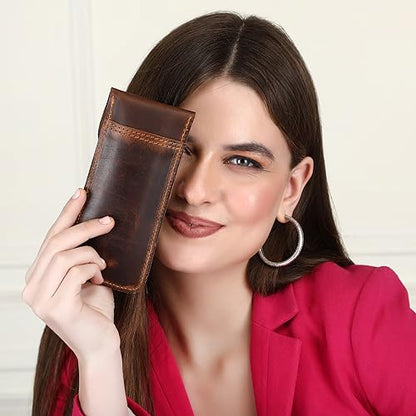 Leather Pen Sleeve Case for Fountain Pens, Multi Pen Holder Organizer, Handmade Full Grain Leather Pouch, Durable Protective Pen Cover, Classic Pen Storage Gift (Brown) - color: Brown