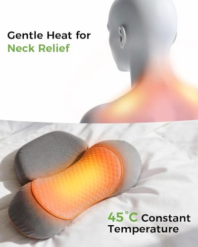 3-in-1 Neck Massager Pillow for Pain Relief Deep Tissue with Heat, Cordless & Rechargeable Massager with Traction for Neck Hump & Shoulder Comfort, Memory Foam Pillow