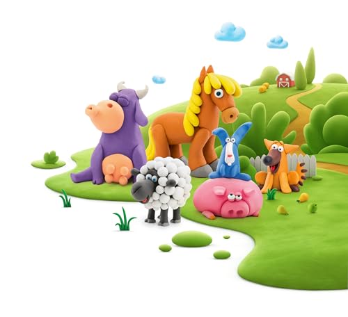 Hey Clay Animals - Claymate Sheep - Colorful Modeling Air Dry Clay for Kids 3+ - Air-Drying Clay Kit 3 Cans with Fun Interactive App - color: Sheep
