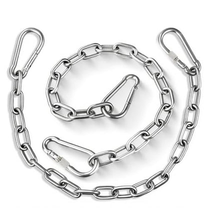 Heavy Duty Stainless Steel Chains, Heavy Punching Bag Chain with 2 Carabiners, 550LB Capacity Hammock Hardware Kit for Swing Chairs Hammocks Punching Bags Yoga Trapeze Indoor & Outdoor Gym