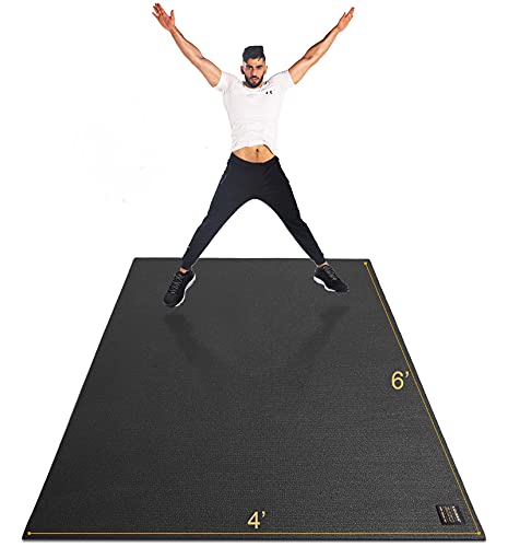 GXMMAT Large Exercise Mat 6'x4'/6'x5'/6'x6'(7mm) - color: Black Real, size: 6*4 FT