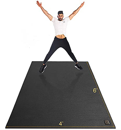 GXMMAT Large Exercise Mat 6'x4'/6'x5'/6'x6'(7mm) - color: Black Real, size: 6*4 FT