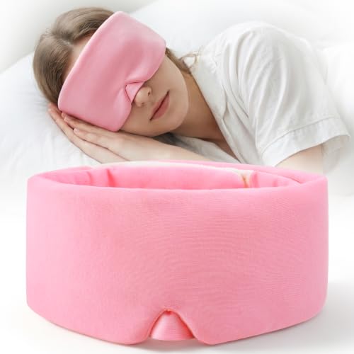 MORLIDEN Sleep Mask for Women Men, Light Blocking Eye Mask, Pink - color: Blush Pink Combed Cotton