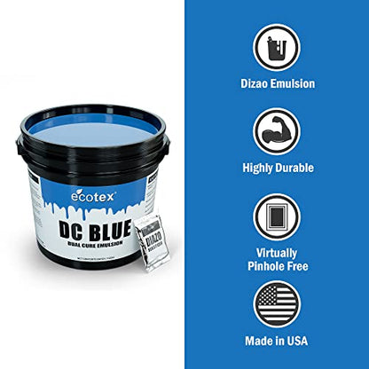 Ecotex® DC Blue Dual Cure Photo Emulsion - Screen Printing Emulsion, 1 Qt | Photo Emulsion For Silk Screens And Fabric - Works With Plastisol And Water Based Ink, Diazo Included, Made In The USA, 1 Qt - size: 32 fl oz
